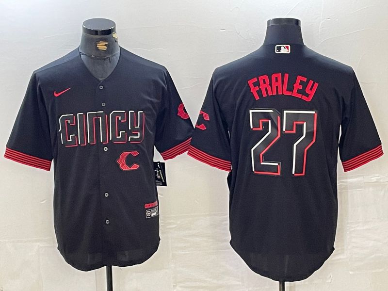 Men Cincinnati Reds #27 Fraley Black City Edition Nike 2024 MLB Jersey style 4->cincinnati reds->MLB Jersey